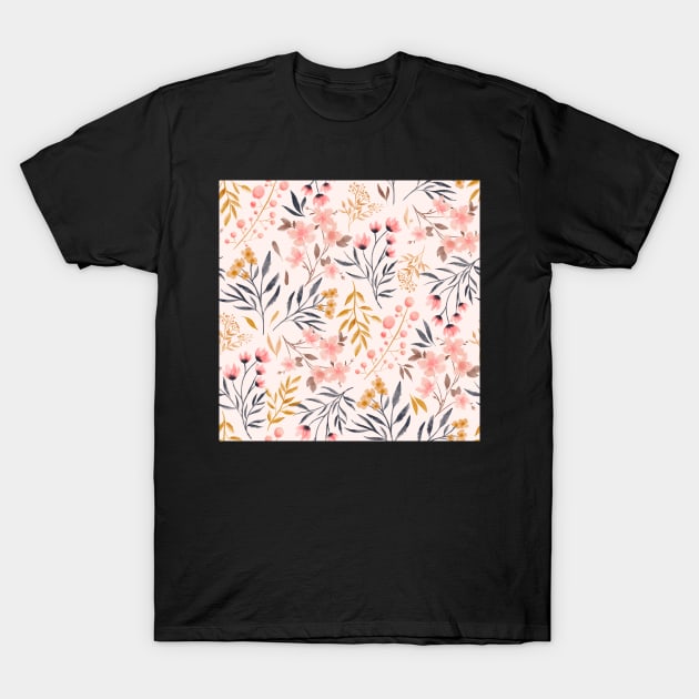 Messy Watercolour Floral in pink T-Shirt by creativebakergb